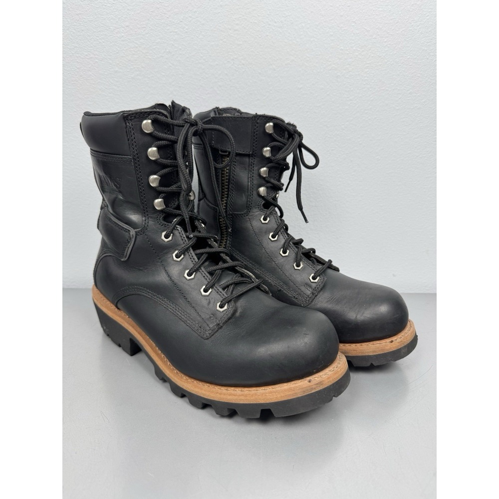Bates Logger Boots Mens 12 Black Leather Comp Toe Talimena Riding Biker Side Zip
